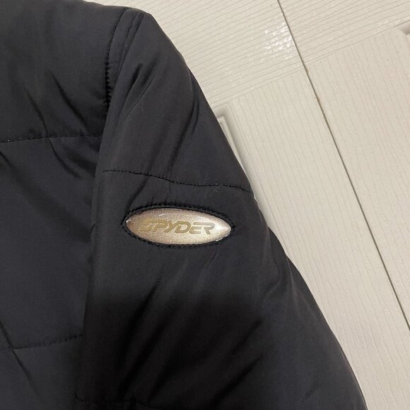 Spyder Womens Black Fleece Trim Full Zip Puffer Pockets Winter Jacket Size Small - Picture 6 of 9